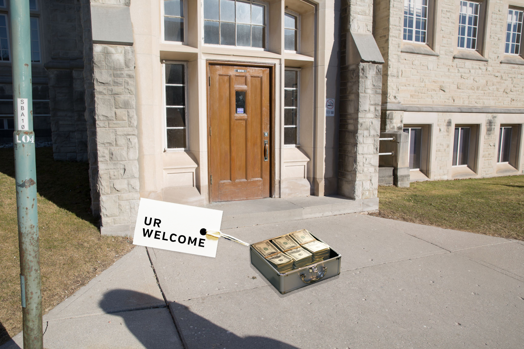 Arts building with money out front (Photo)